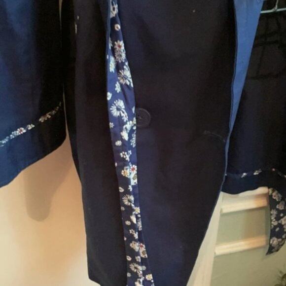Jason Wu for Target Trench Coat Navy Blue and Floral M - Picture 10 of 13